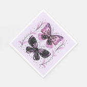 Serviette En Papier Papillons noirs, roses, violets (Coin)