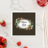 Serviette En Papier Papillons Oval Or Noir Moderne Boho (En situation)