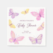 Serviette En Papier Papillons Pastel Baby shower rose violet (Devant)