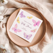 Serviette En Papier Papillons Pastel Baby shower rose violet