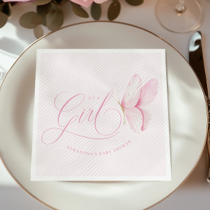 Serviette En Papier Papillons rose Fille Baby shower Papier serviettes