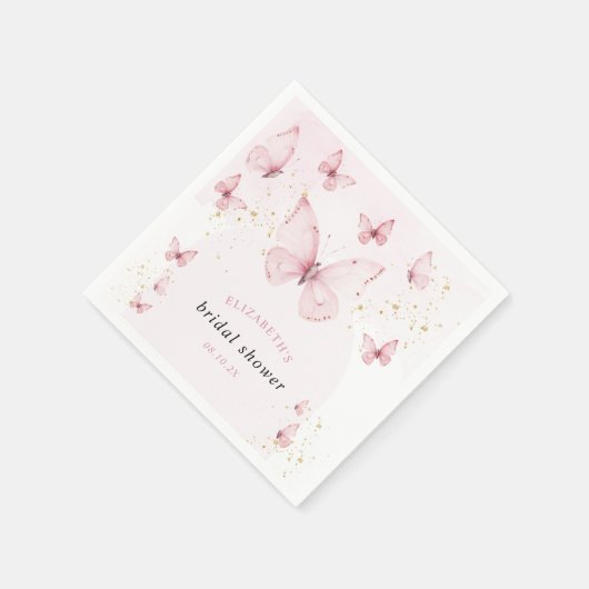 Serviette En Papier Papillons Rose Or Fête de Mariage (Coin)