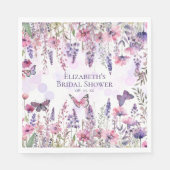 Serviette En Papier Papillons rose pourpre et fleurs Fleurs sauvages (Devant)