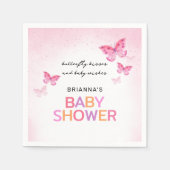 Serviette En Papier Papillons roses Baby shower fille (Devant)
