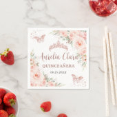 Serviette En Papier Papillons Roses d'or de Quinceanera Blush (En situation)