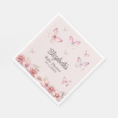 Serviette En Papier Papillons roses et Baby shower de fleurs (Coin)