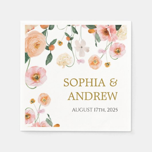 Serviette En Papier Papillons roses Fleurs Mariages serviettes (Devant)