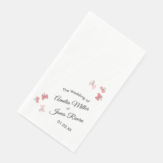 Serviette En Papier Papillons roses Jardin Romantique Simple Mariage (Coin)