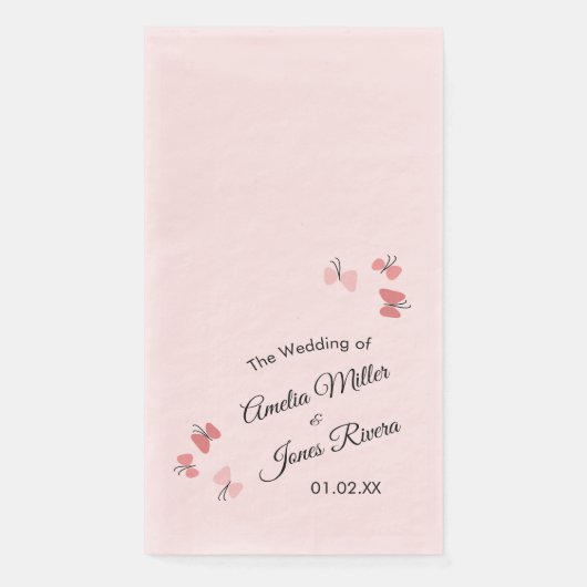 Serviette En Papier Papillons roses Jardin Romantique Simple Mariage B (Devant)