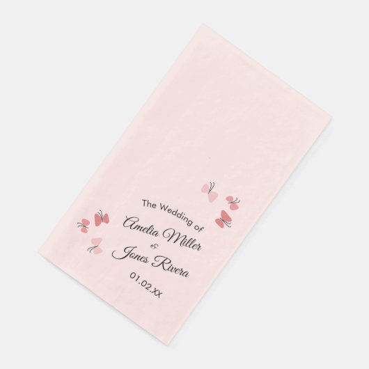 Serviette En Papier Papillons roses Jardin Romantique Simple Mariage B (Coin)
