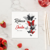 Serviette En Papier Papillons rouges et noirs Serviettes de sauce mode (En situation)