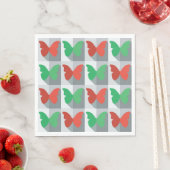 Serviette En Papier Papillons rouges et verts (En situation)
