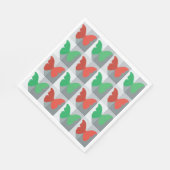 Serviette En Papier Papillons rouges et verts (Coin)