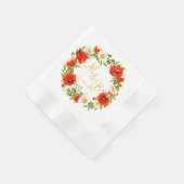 Serviette En Papier Papillons rouges Marguerites jaunes blancs Fleur W (Coin)