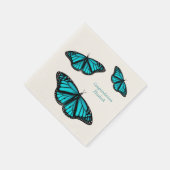 Serviette En Papier Papillons turquoise turquoises personnalisés (Coin)