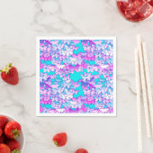 Serviette En Papier Papillons, violet et turquoise (En situation)
