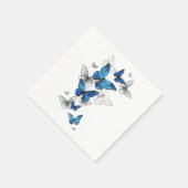Serviette En Papier Papillons volants bleus Morpho (Coin)
