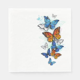 Serviette En Papier Papillons volants Morpho et Monarch