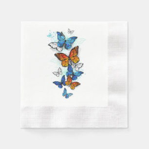 Serviette En Papier Papillons volants Morpho et Monarch