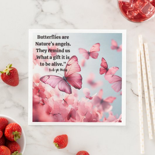 Serviette En Papier Papillons Whimsical rose Napkin (En situation)