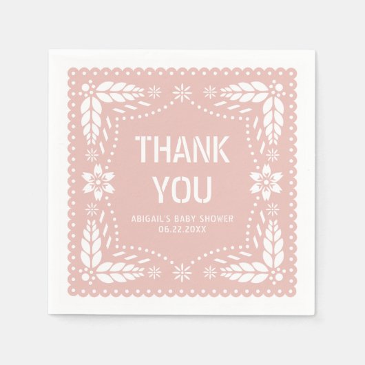 Serviette En Papier Pappel rose or picado Merci bébé fille douche (Devant)