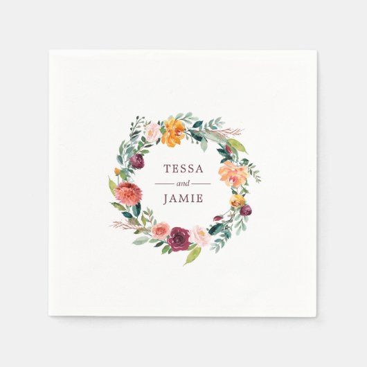 Serviette En Papier Paprika Bourgogne Flore personnalisée Napkin (Devant)