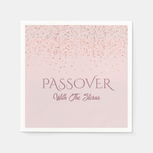 Serviette En Papier Pâque de poussière de Parties scintillant or Rose (Devant)