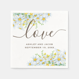 Serviette En Papier Pâquerette. Fleurs rustiques. Mariage floral de ca