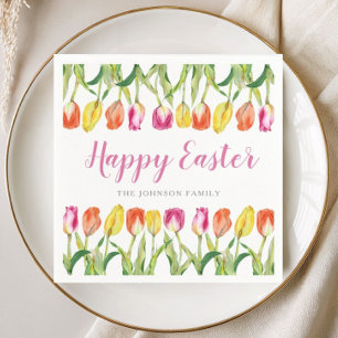 Serviette En Papier Pâques Floral Tulipe Coloré Joyeux