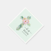 Serviette En Papier Pâques Il est Ressuscité Monnaie Vert Aquarelle Cr (Coin)