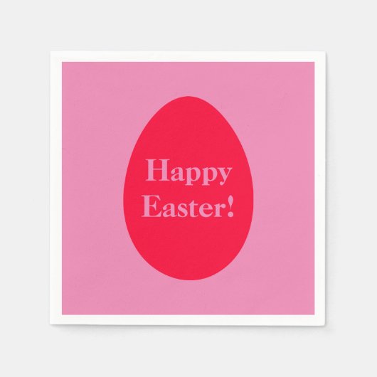 Serviette En Papier Pâques œuf rouge et rose minimal (Devant)