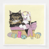 Serviette En Papier Pâques Panier Tabby Kitten (Devant)