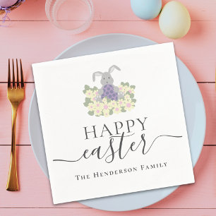 Serviette En Papier Pâques Personnalisé Lapin Mignon Floral