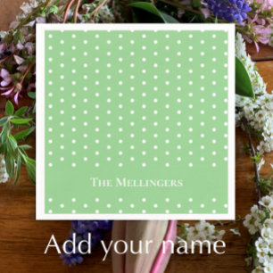 Serviette En Papier Pâques personnalisé vert pastel et blanc à pois