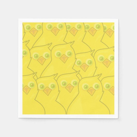 Serviette En Papier Pâques Poulets brillant Jaune Motif de dessin (Devant)