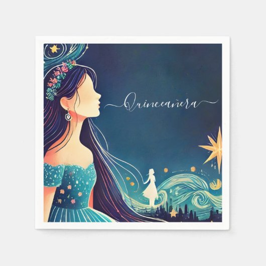 Serviette En Papier Par Dark Fun Star Prom Starry Night Sky Quinceaner (Devant)