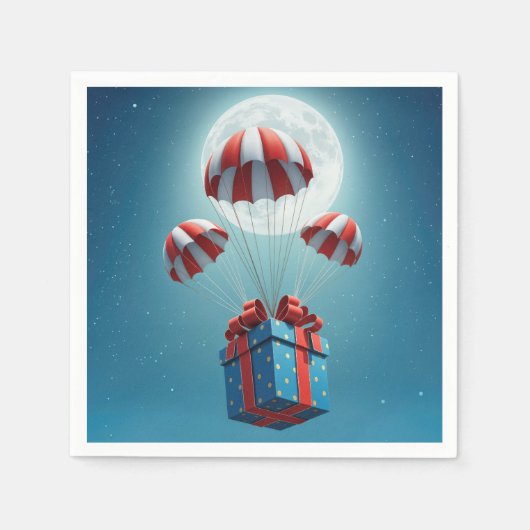 Serviette En Papier Parachutes qui offrent un cadeau de Noël (Devant)