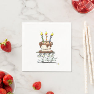 Serviette En Papier Parade de souris avec gâteau d'anniversaire