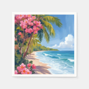 Serviette En Papier Paradis de plage tropicale Peinture océanique