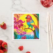 Serviette En Papier Paradis du perroquet tropical (En situation)