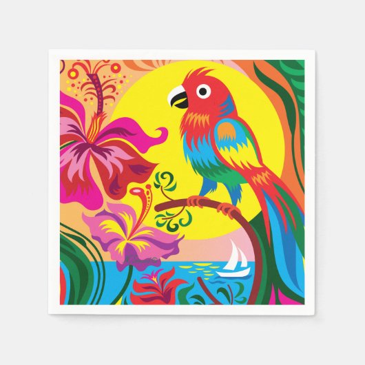 Serviette En Papier Paradis du perroquet tropical (Devant)