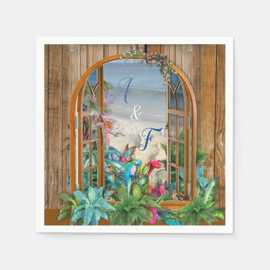 Serviette En Papier Paradis tropical de la Flore à la plage serviettes (Devant)