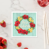 Serviette En Papier Paradis tropical Hawaiian Holiday Wreath Wood (En situation)