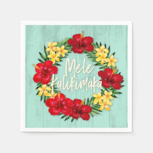 Serviette En Papier Paradis tropical Hawaiian Holiday Wreath Wood (Devant)