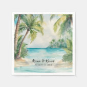 Serviette En Papier Paradise Palms Plage tropicale Mariage (Devant)