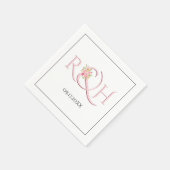 Serviette En Papier Paraphe rose vierge, ampersand, mariage rose roses (Coin)
