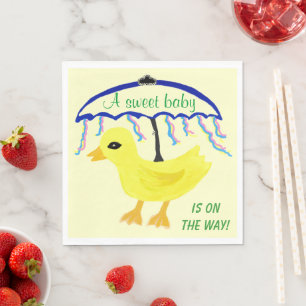 Serviette En Papier Parapluie Baby Shower Sweet Baby Yellow Ducky