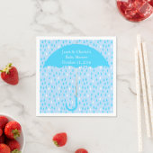 Serviette En Papier Parapluie bleu et papier Baby shower de pluie (En situation)