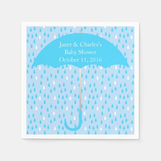 Serviette En Papier Parapluie bleu et papier Baby shower de pluie (Devant)