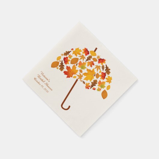 Serviette En Papier Parapluie Feuilles Automne (Coin)